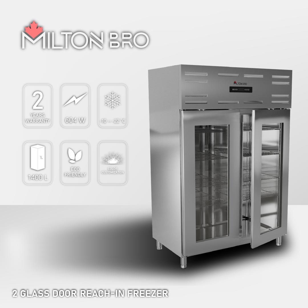 2 GLASS DOOR REACH-IN FREEZER